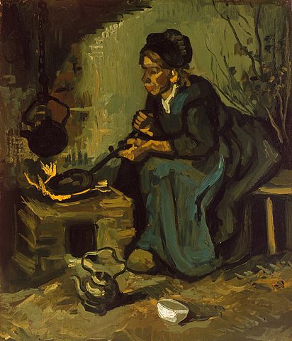 "Peasant Woman Cooking by a Fireplace" by Vincent Van Goh